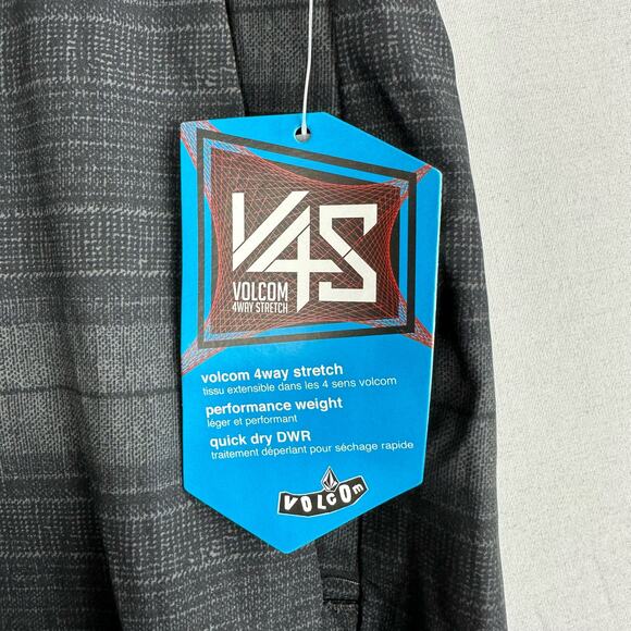 Volcom Men’s 30 Frickin V4S H2chinOs Chino Shorts Stripes Black Gray Stretch - Picture 4 of 7